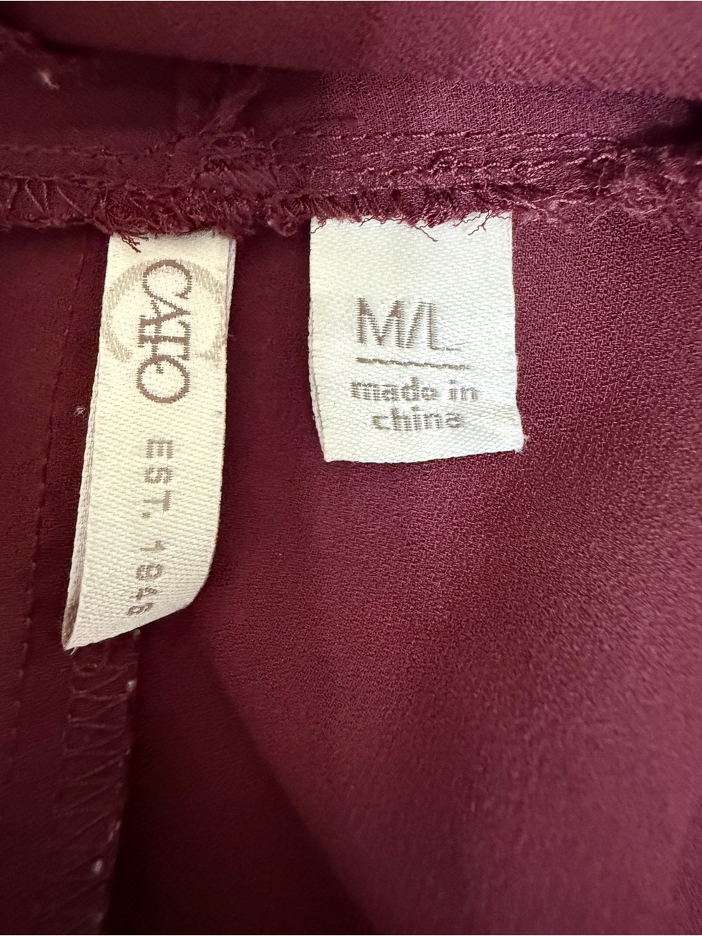 Cato Burgundy Oversized Draped Cowl Neck Boho Tunic Blouse M/L - Picture 11 of 12